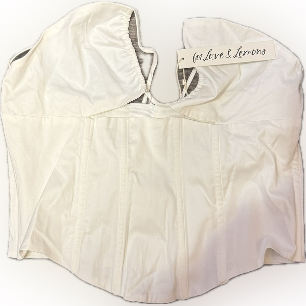 For Love & Lemons Off White Sleeveless Corset Crop Top | Sz L